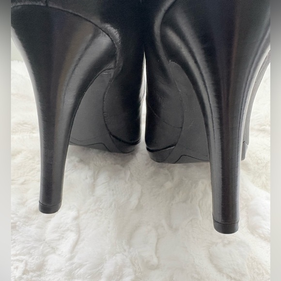 Franco Sarto size 7.5M DEMI Black Leather Patent Trim Platform Pumps Stiletto - Picture 9 of 13